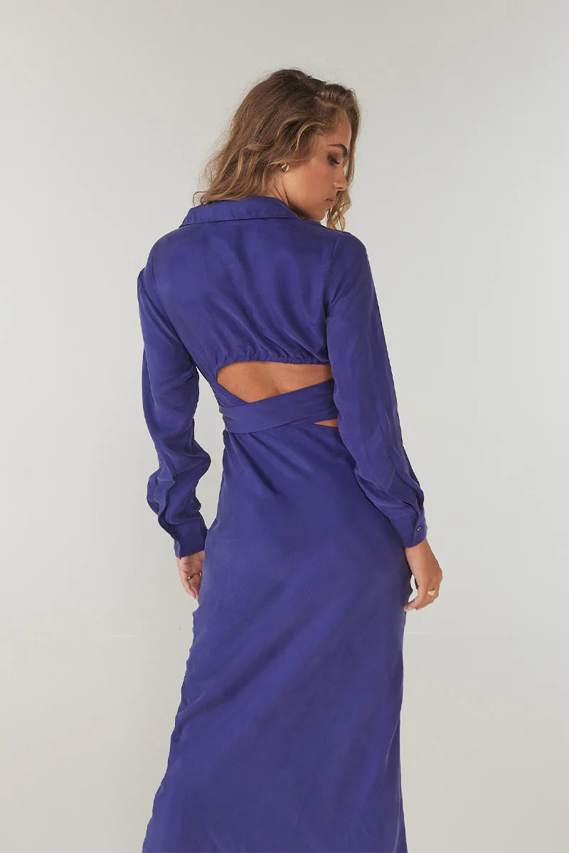 Elysian Collective Sovere Studio Encore Wrap and Tie Midi Dress Midnight