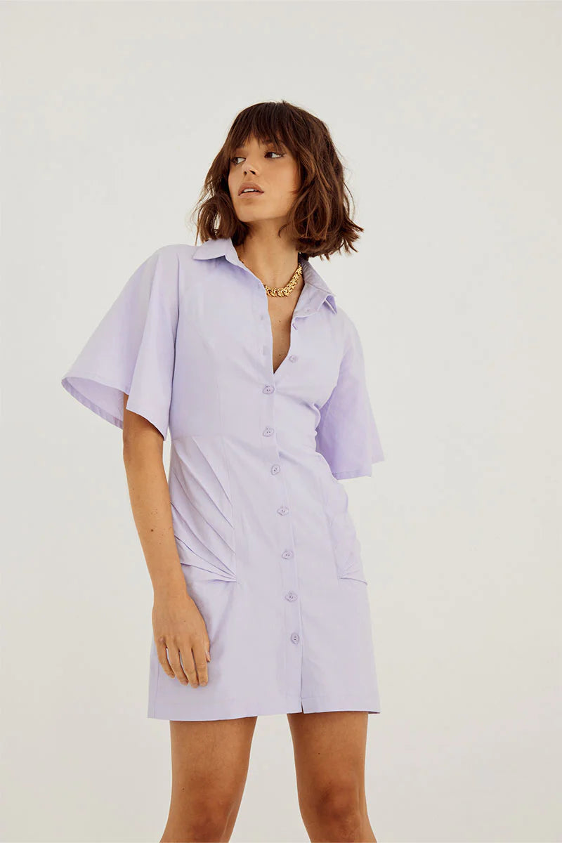 SOVERE OVERRIDE SHIRT DRESS - WHITE