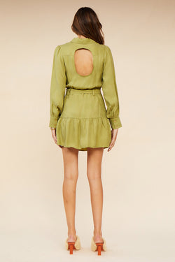 Elysian Collective Suboo Georgia Keyhole Mini Shirt Dress Moss