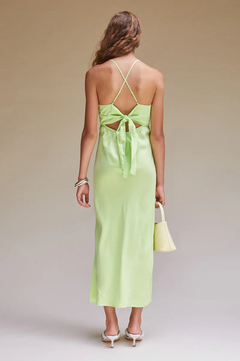 Elysian Collective Suboo Sky Tie Back Slip Dress Lime