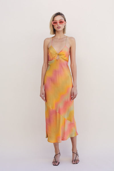 Suboo Sundown Twist Front Slip Dress Sunset Ombre Elysian Collective 7128