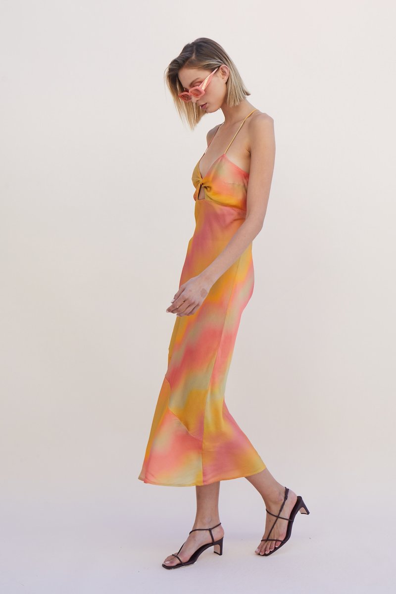 Elysian Collective Suboo Sundown Twist Front Slip Dress