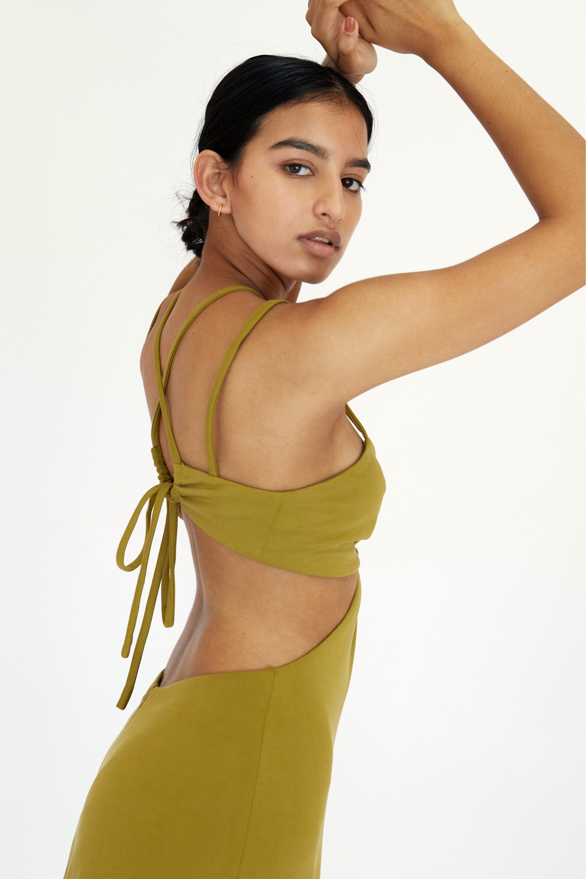 Elysian Collective Third Form Double Crossed Midi Dress Charteuse