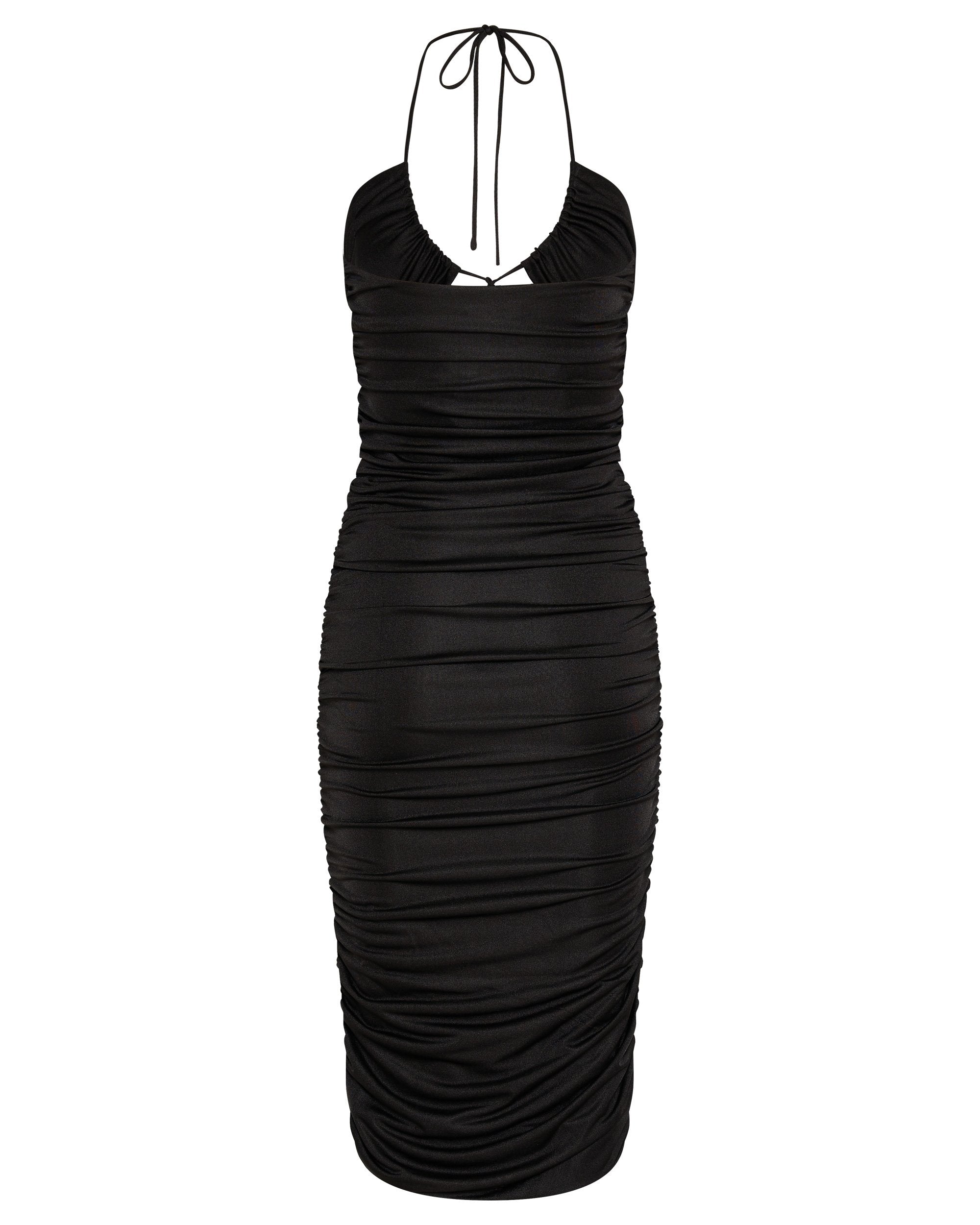 Elysian Collective Third Form Look Through Gather Midi Dress Black