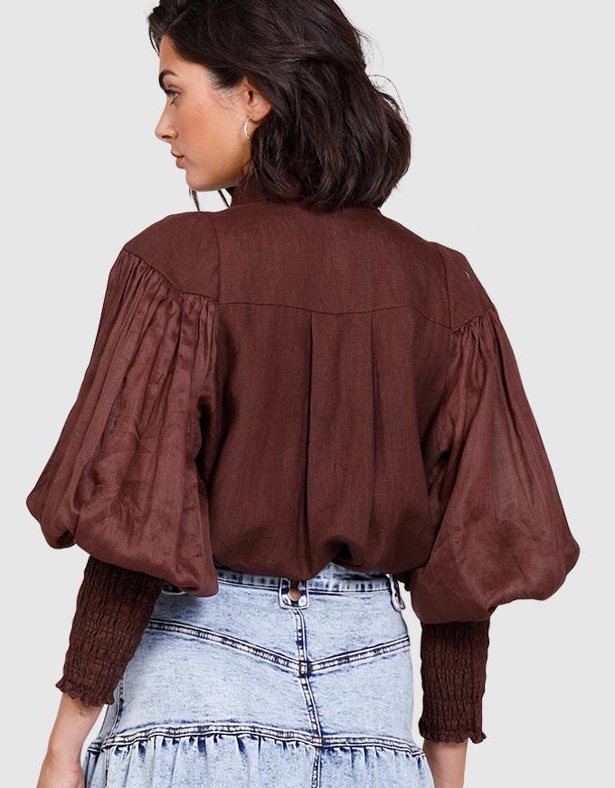 Ministry Of Style - Wrangler Shirred Blouse Coco De Mer FINAL SALE