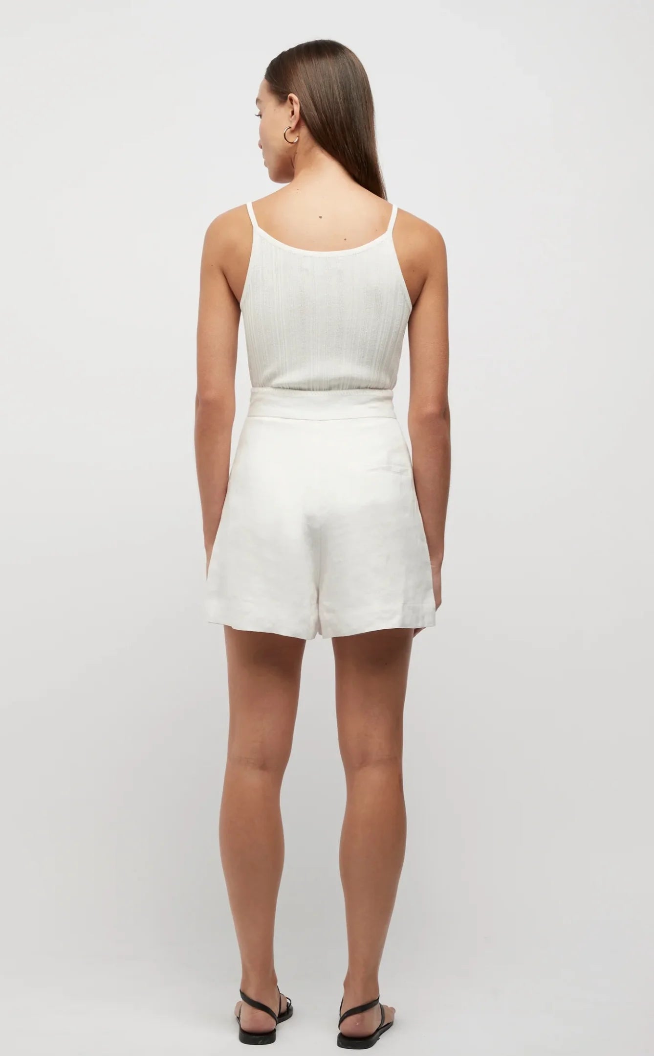 Elysian Collective Friend Of Audrey Hayworth Blanket Stitch Linen Shorts White