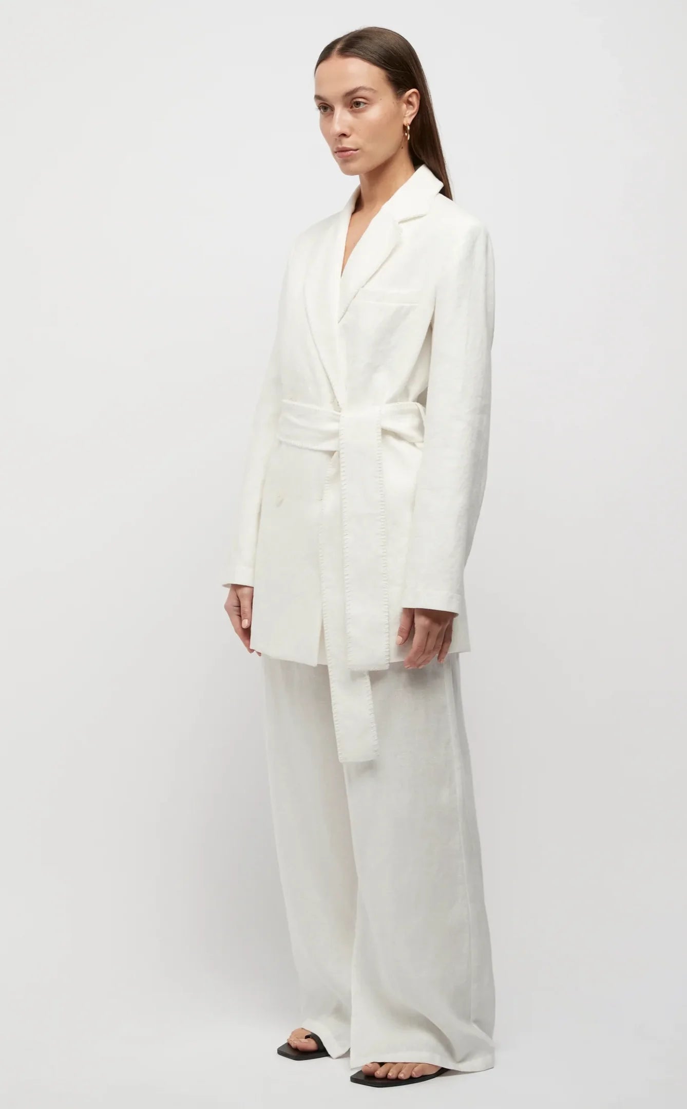 Elysian Collective Friend Of Audrey Hayworth Blanket Stitch Linen Blazer White
