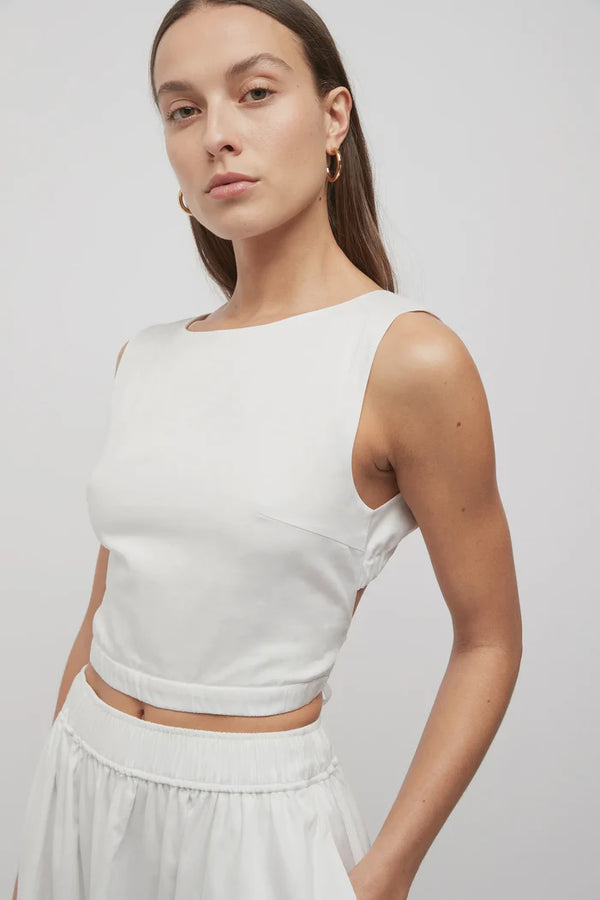 Elysian Collective Friend Of Audrey Tie Back Crop Top White