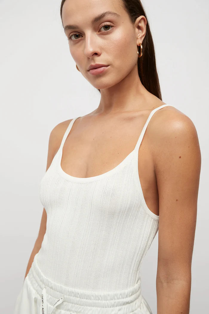 Elysian Collective Friend Of Audrey Reflection Ribbed Knit Singlet White