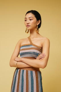 SUBOO - Lolita One Shoulder Top (Metallic Stripe)