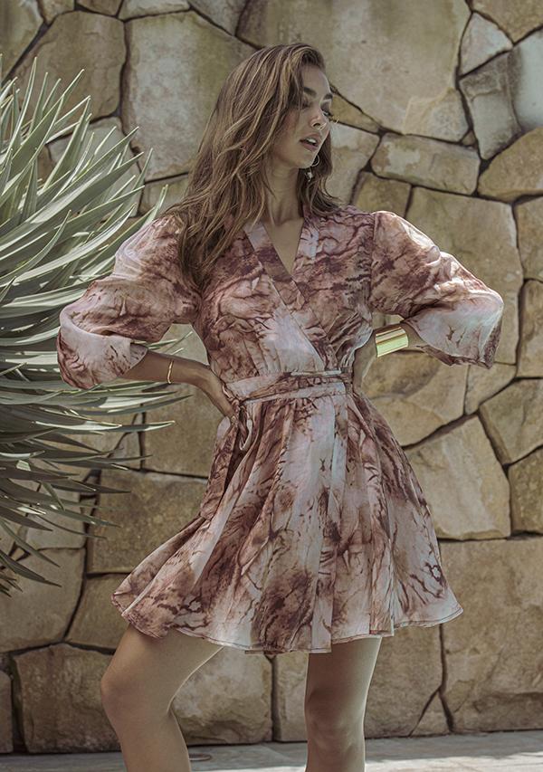 Elysian Collective Ministry of Style Vacay Tie-Dye Wrap Mini Dress