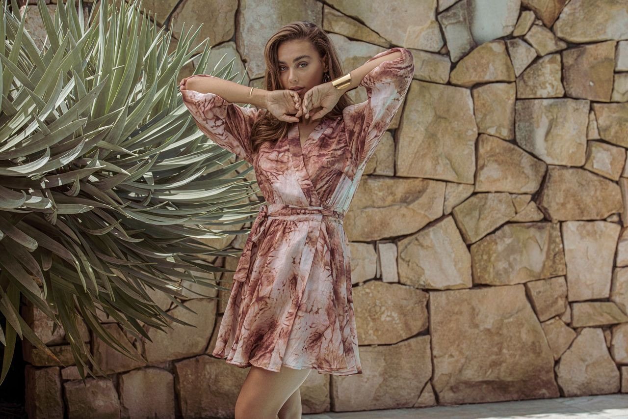 Elysian Collective Ministry of Style Vacay Tie-Dye Wrap Mini Dress