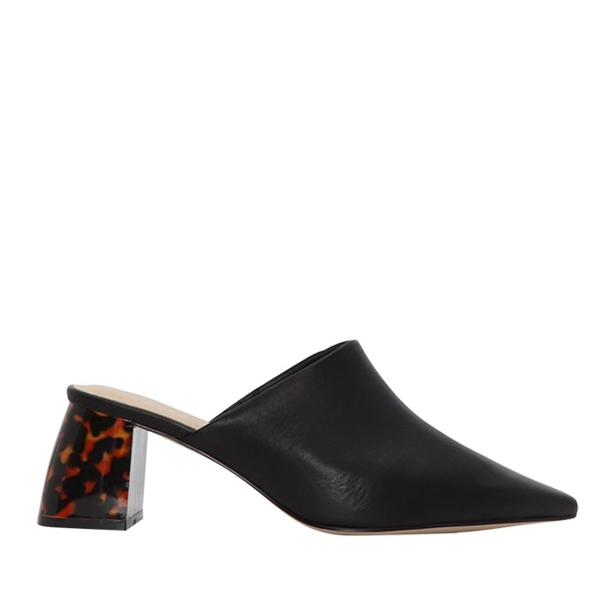 NUDE FOOTWEAR - Mavis (Black Leather / Tortoiseshell)