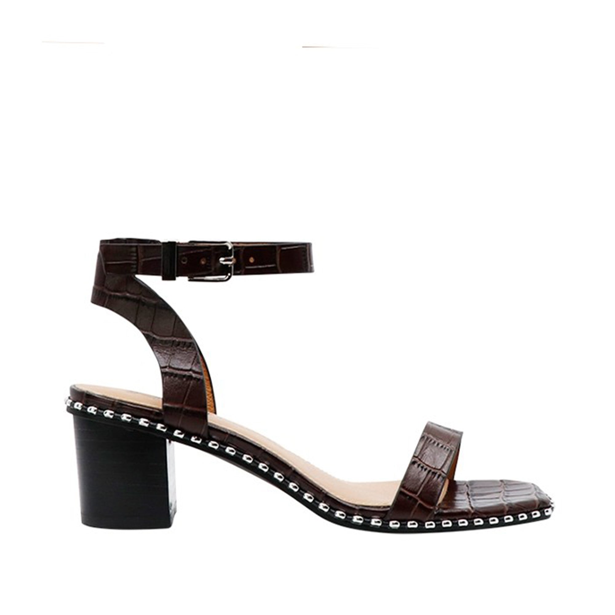 SKIN FOOTWEAR - Jace Brown Croc Embossed Leather