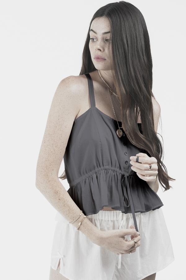 SOLEILUNA - Frill Tie Cami (Smoked Black)