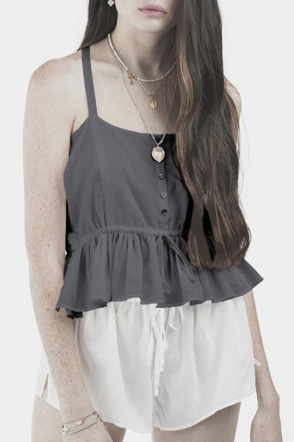 SOLEILUNA - Frill Tie Cami (Smoked Black)