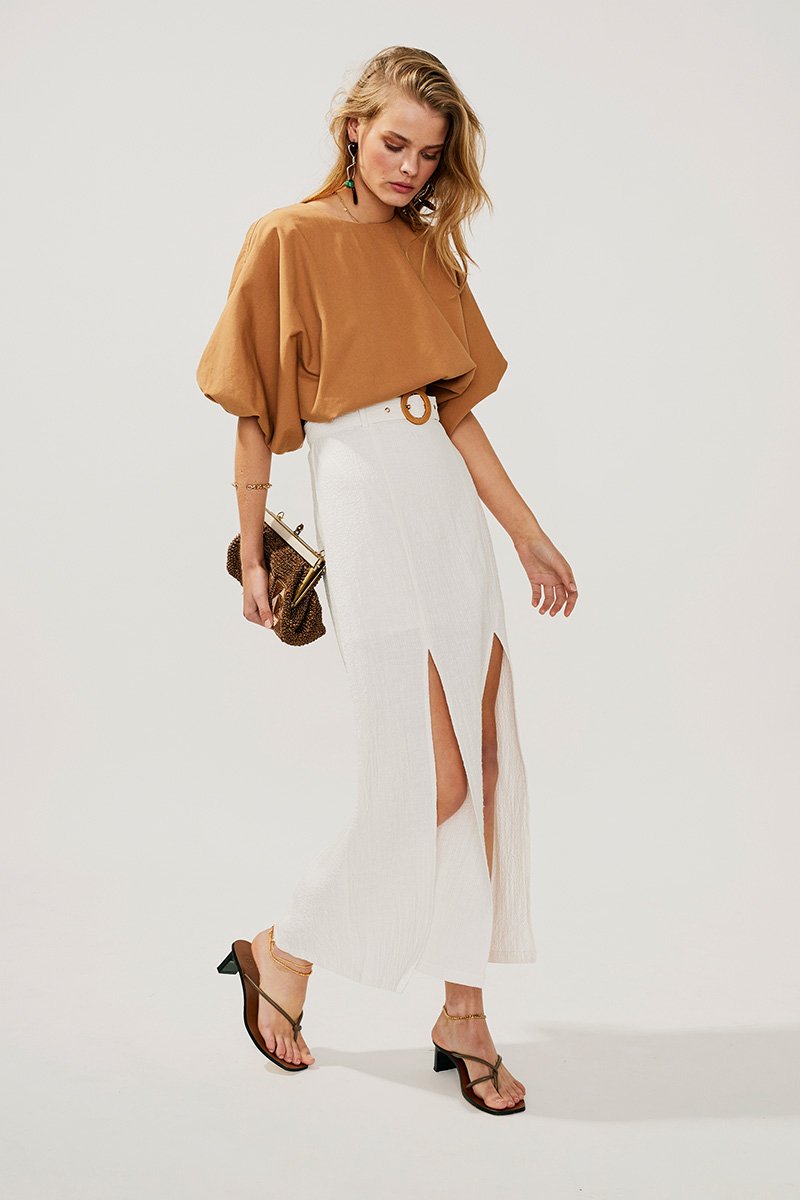 SUBOO - Faith Twist Maxi Skirt (Ivory)