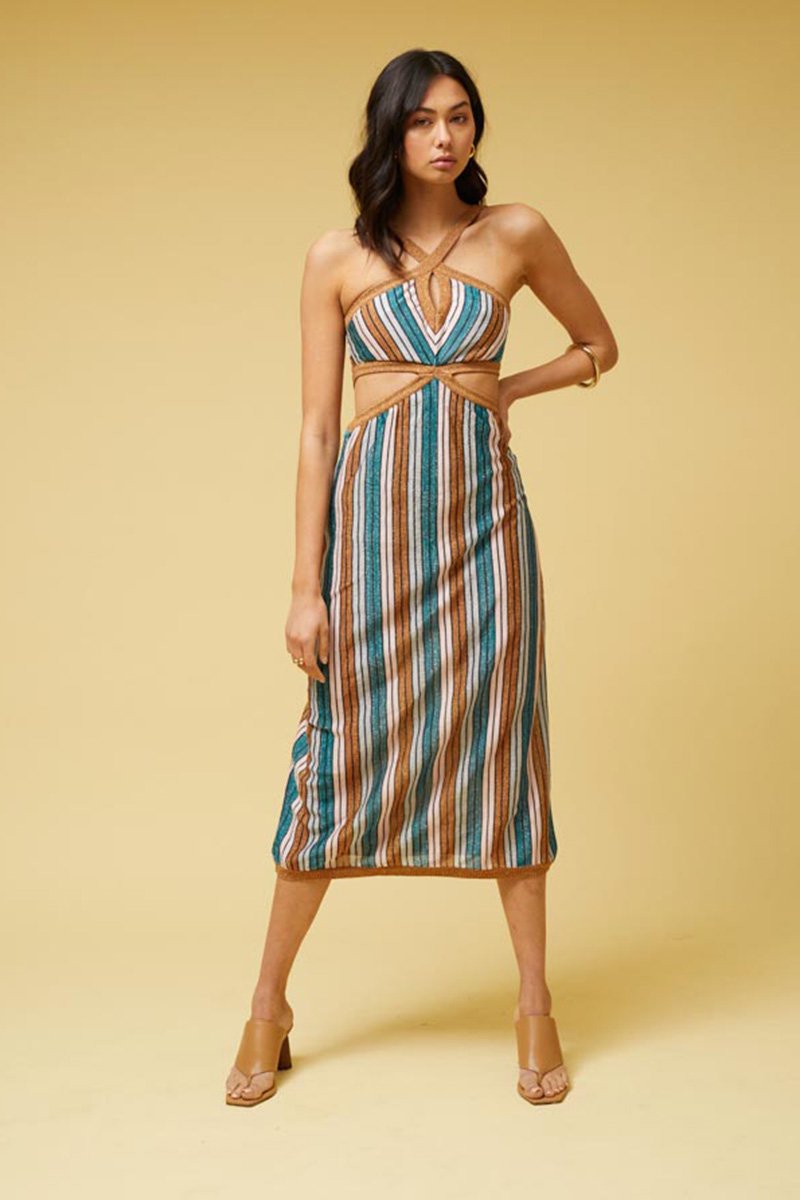 SUBOO - Lolita Knit Keyhole Cut Out Dress (Metallic) FINAL SALE