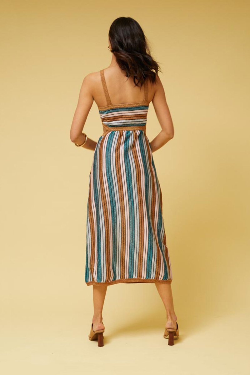 SUBOO - Lolita Knit Keyhole Cut Out Dress (Metallic) FINAL SALE