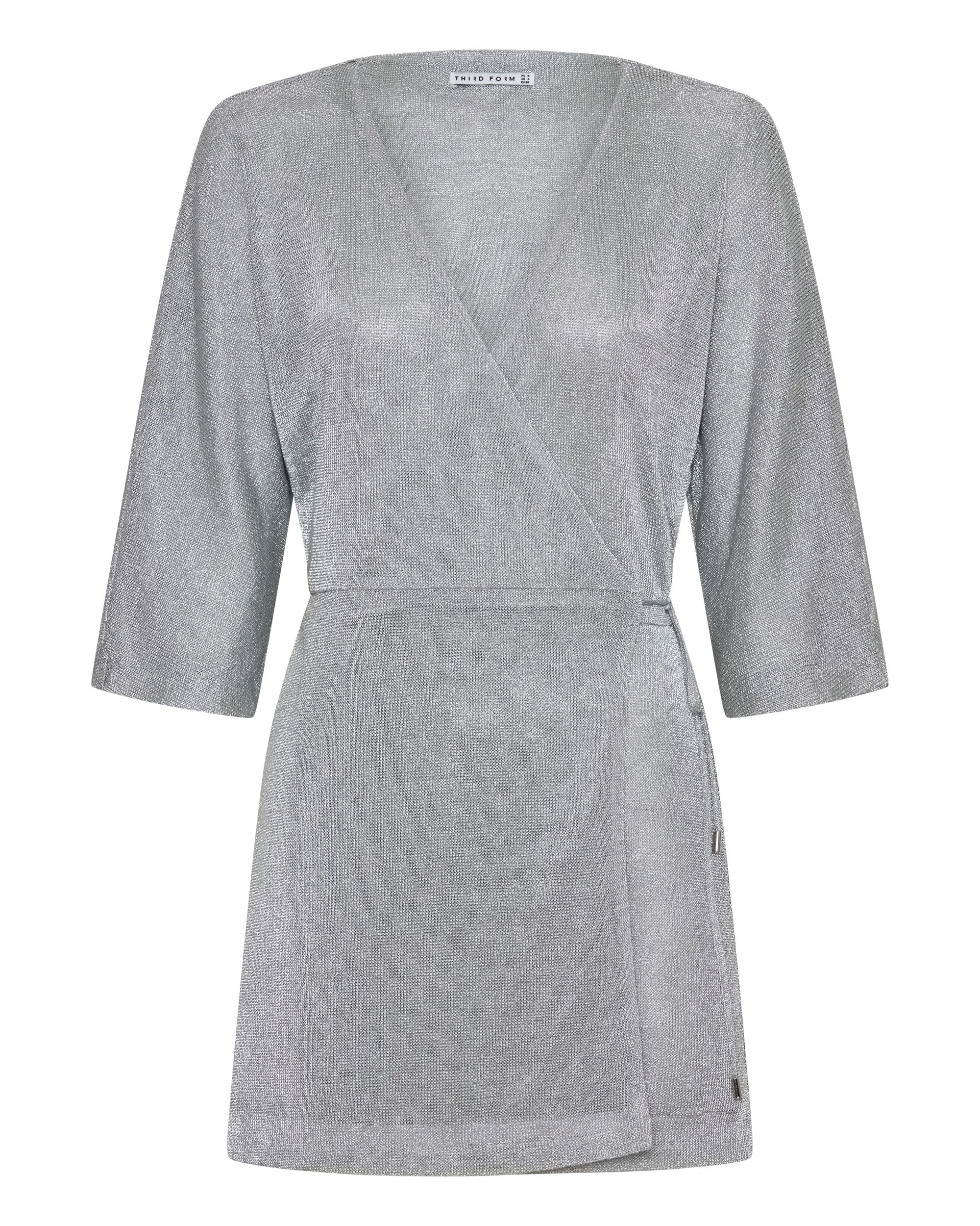Elysian Collective Third Form Heavy Metal Knit Wrap Dress (Silver)