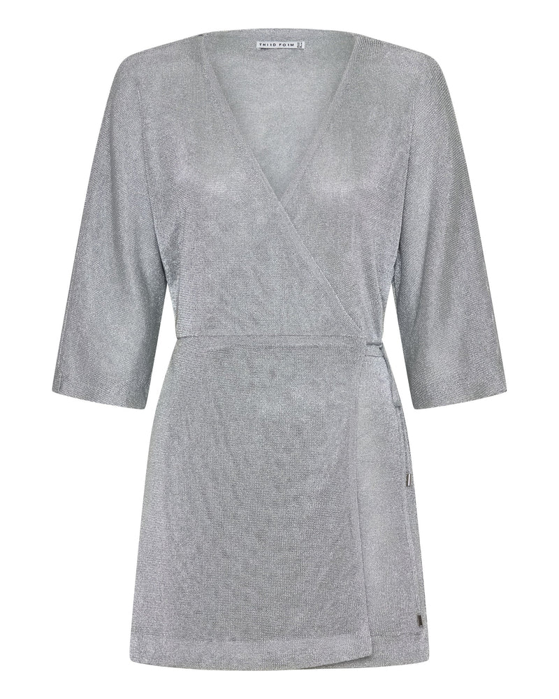 Elysian Collective Third Form Heavy Metal Knit Wrap Dress (Silver) 
