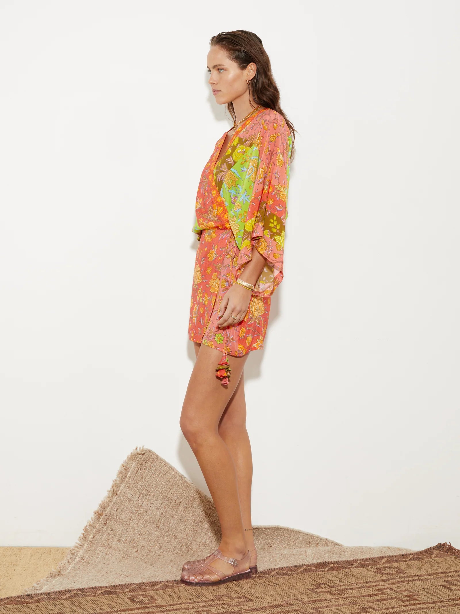 BOTEH ALVITA SILK ROBE DRESS (MELON PATCHWORK)