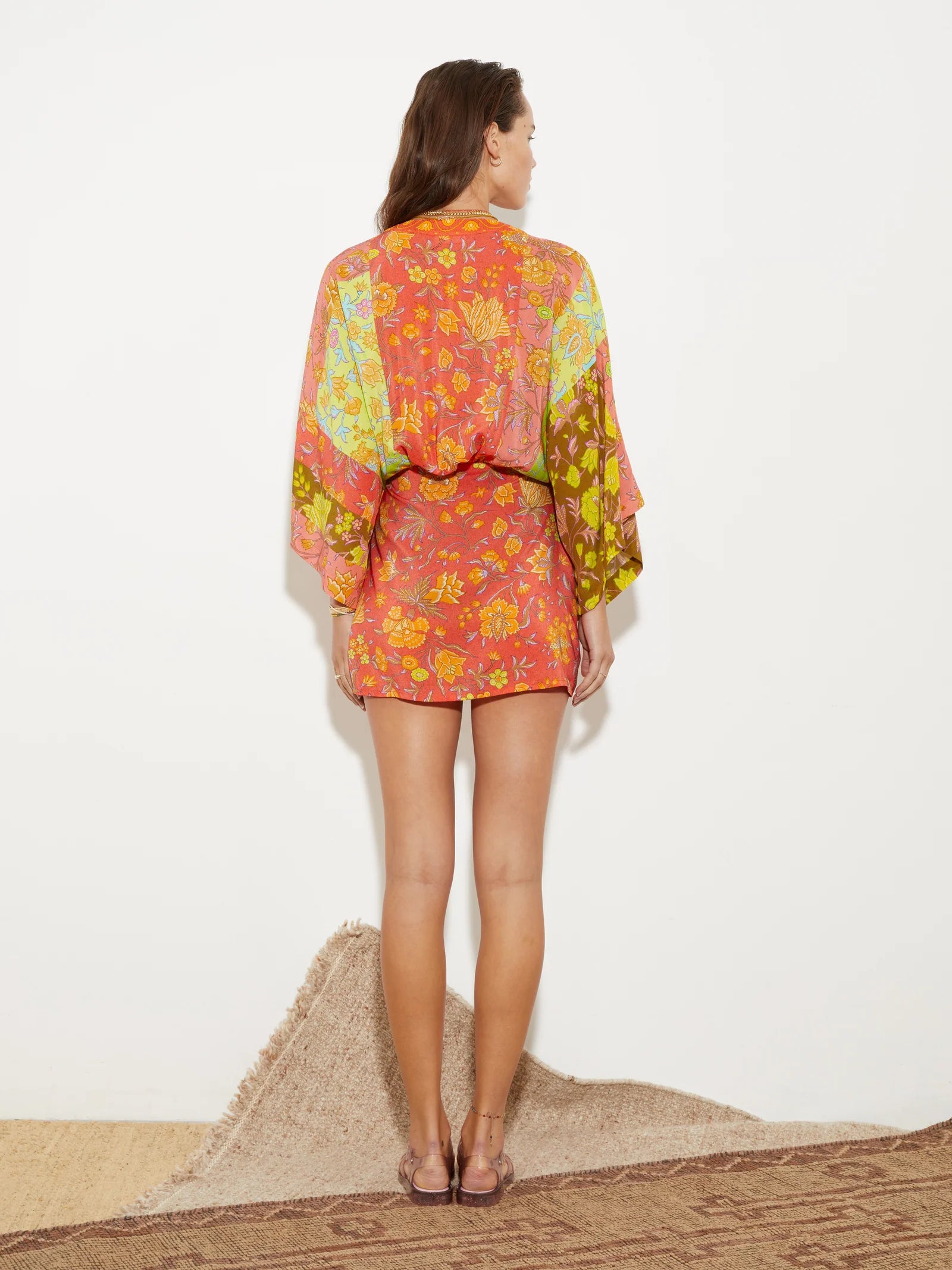 BOTEH ALVITA SILK ROBE DRESS (MELON PATCHWORK)