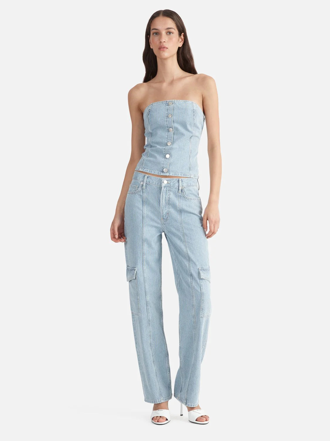 DIANA DENIM UTILITY PANT (ICE BLUE STRIPE)