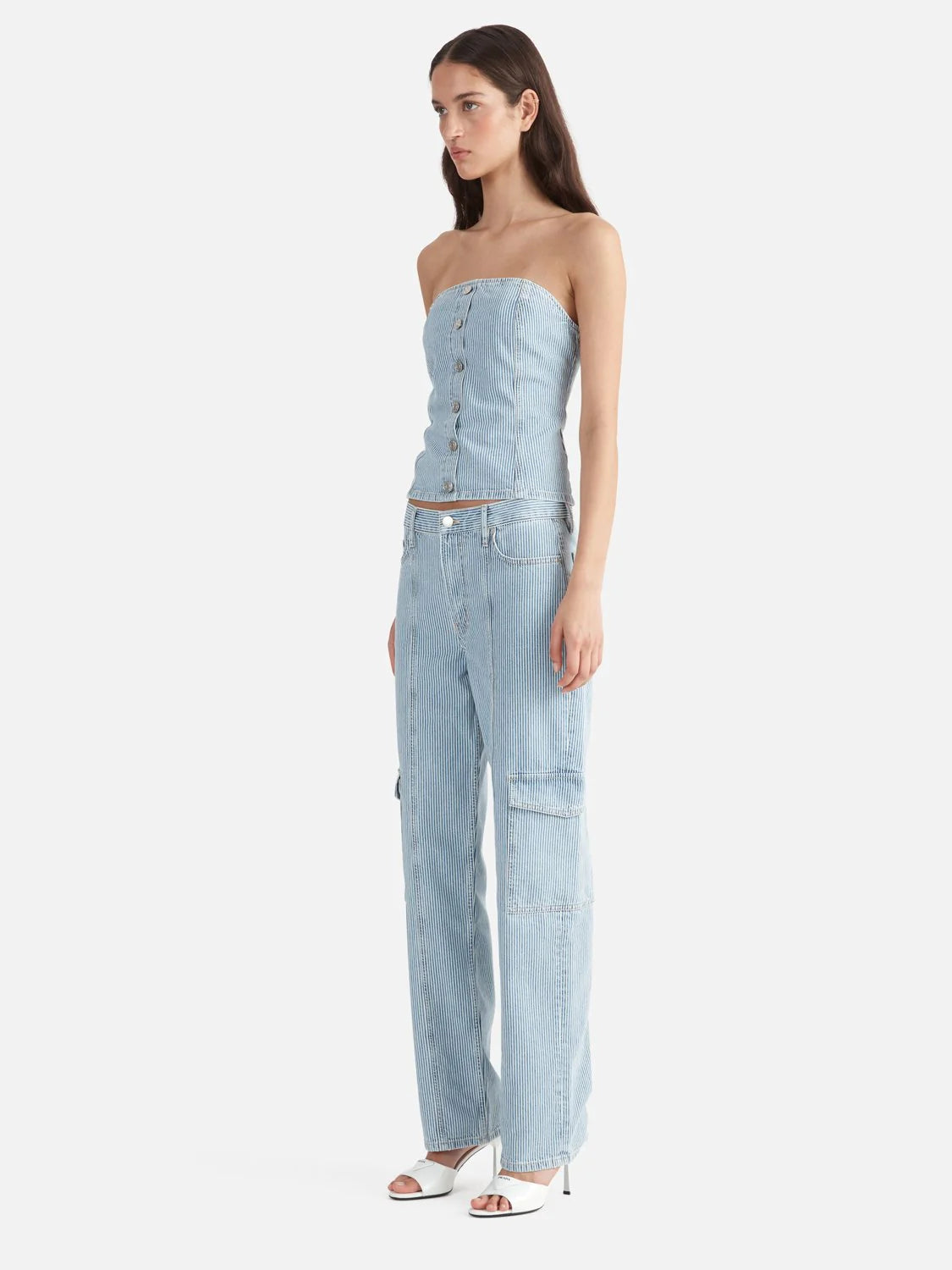 DIANA DENIM UTILITY PANT (ICE BLUE STRIPE)