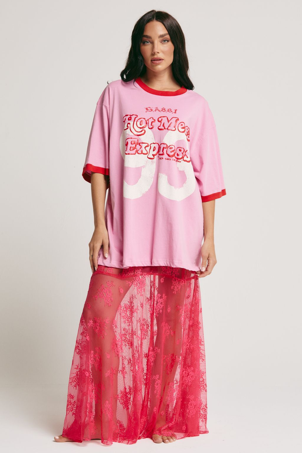 Elysian Collective Sabbi Lace Maxi Skirt Pink