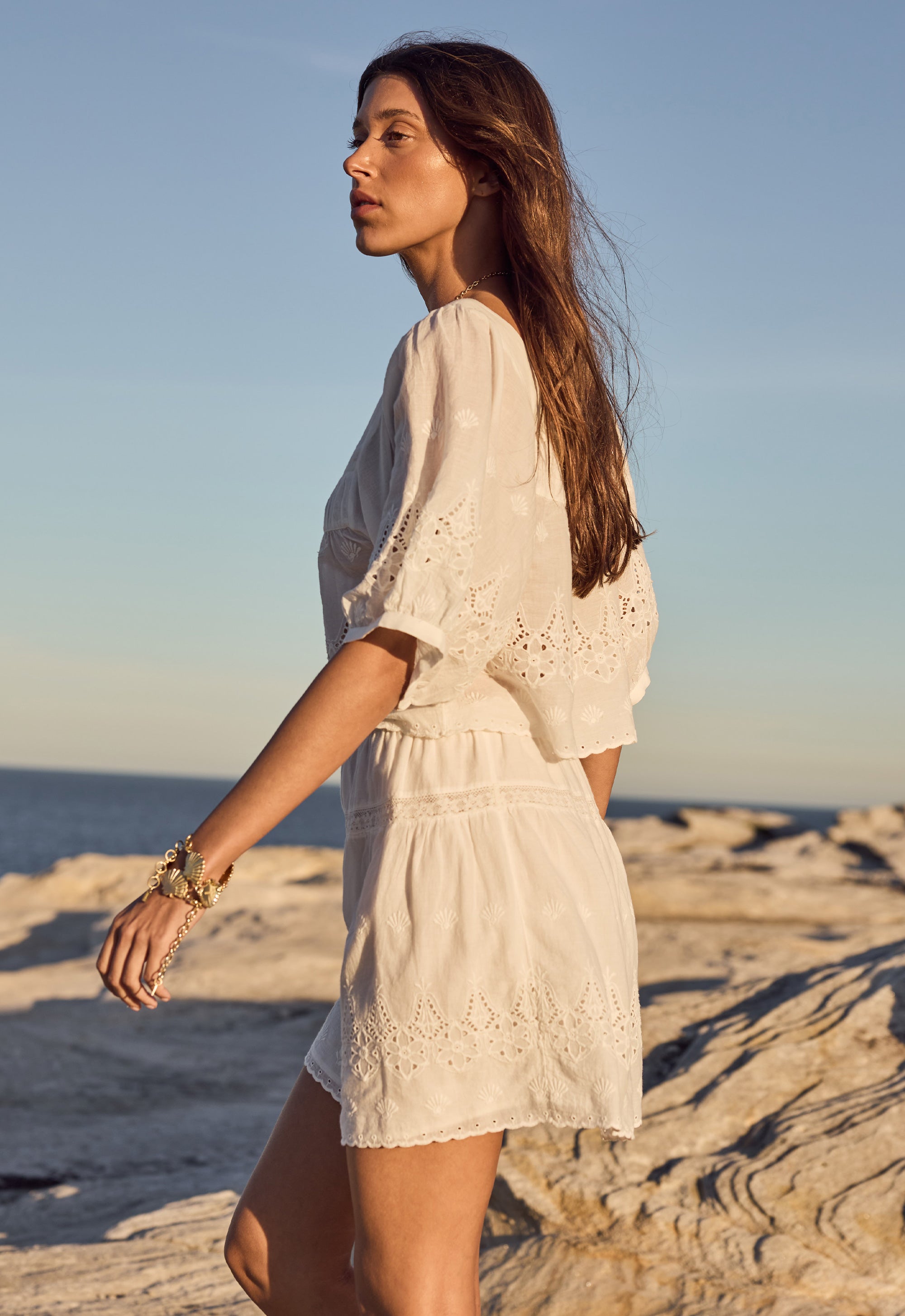 Elysian Collective Spell Maiden Lace Mini Skirt Antique White 