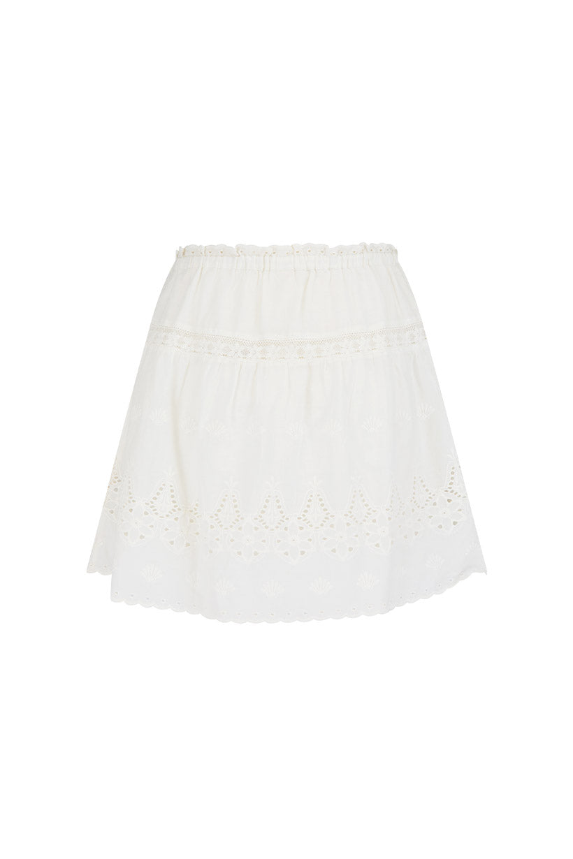 Elysian Collective Spell Maiden Lace Mini Skirt Antique White 
