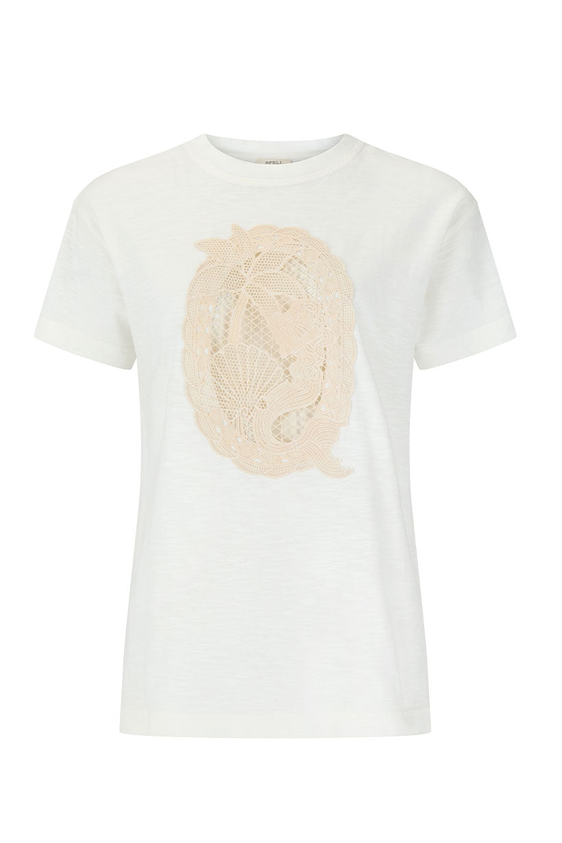 Elysian Collective Spell Mermaid Cove Applique Tee White Sands