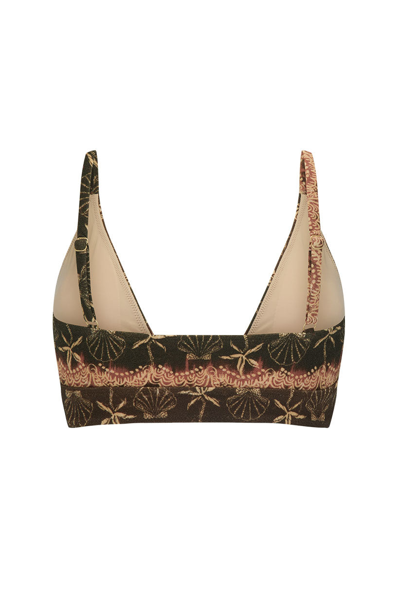 Elysian Collective Spell Mermaid Cove Long Line Tri Bikini Top Espresso