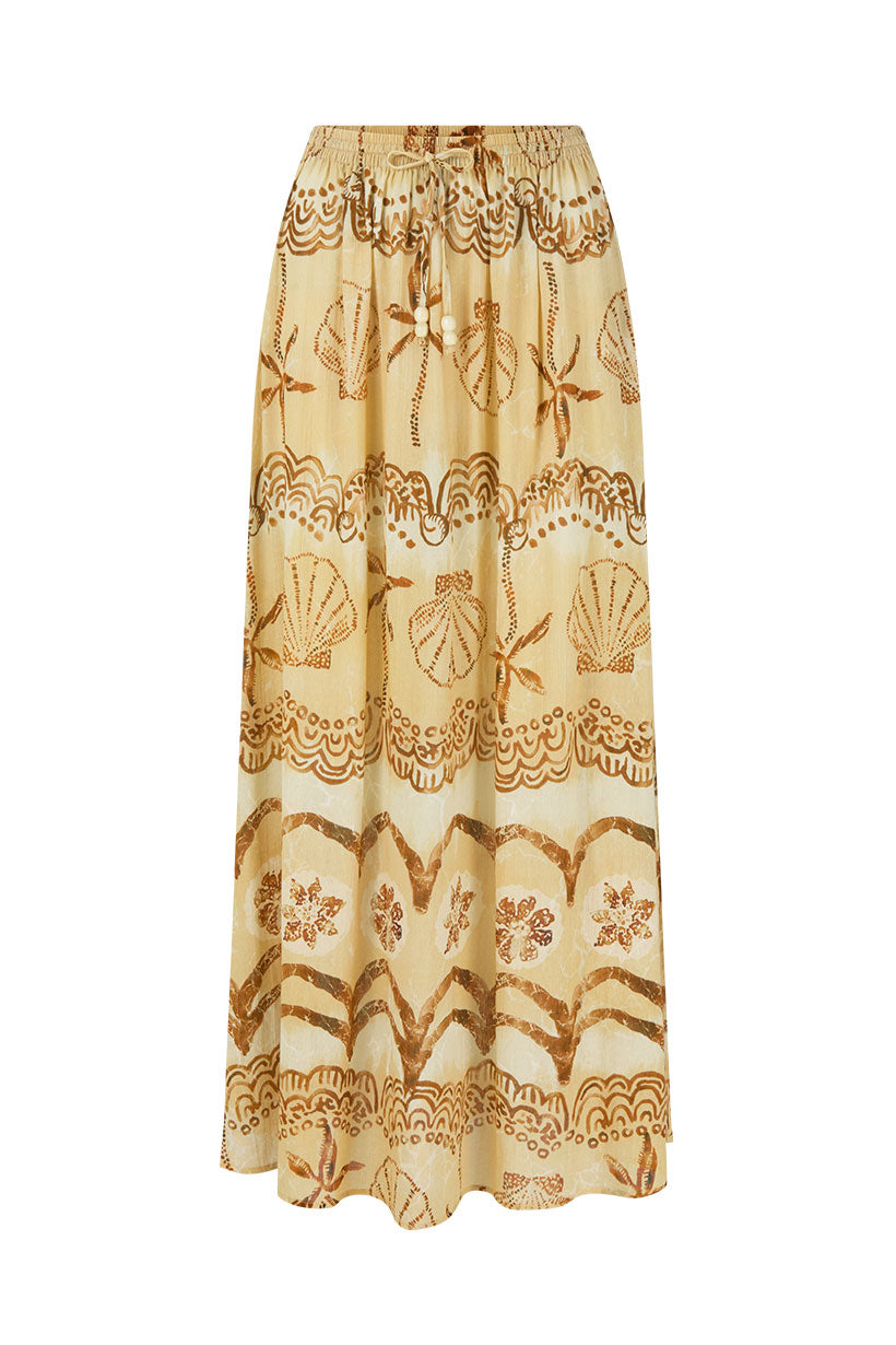 Elysian Collective Spell Mermaid Cove Midi Skirt Tan