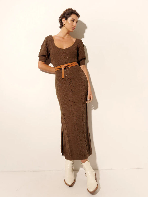 Elysian Collective Kivari Helena Knit Midi Dress Cocoa