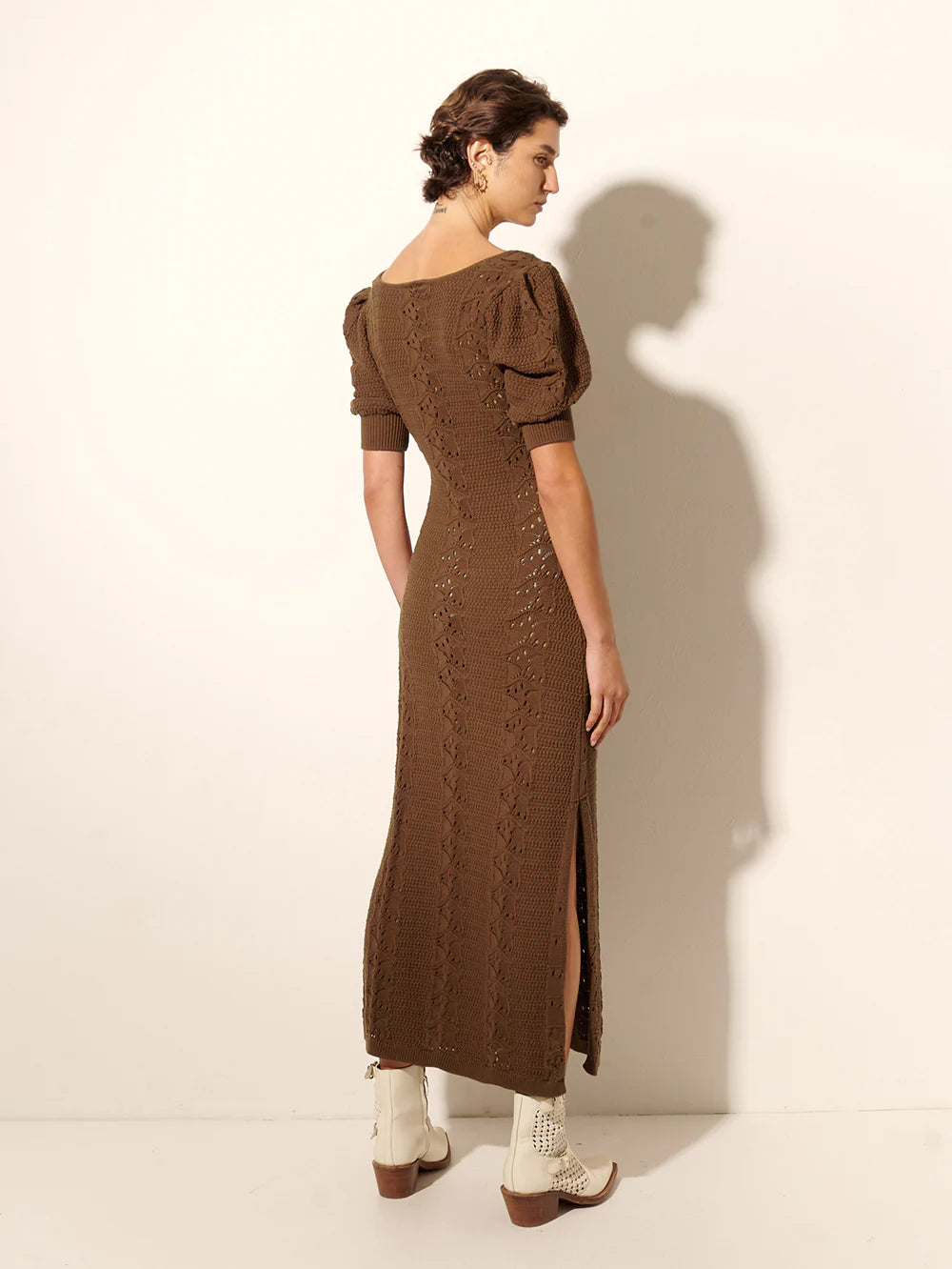 Elysian Collective Kivari Helena Knit Midi Dress Cocoa