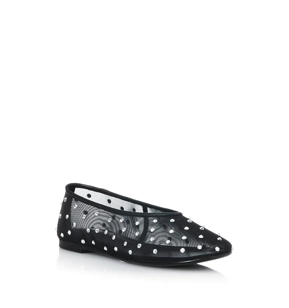 Elysian Collective Alias Mae Piper Mesh Ballet Flat Black Silver Diamante