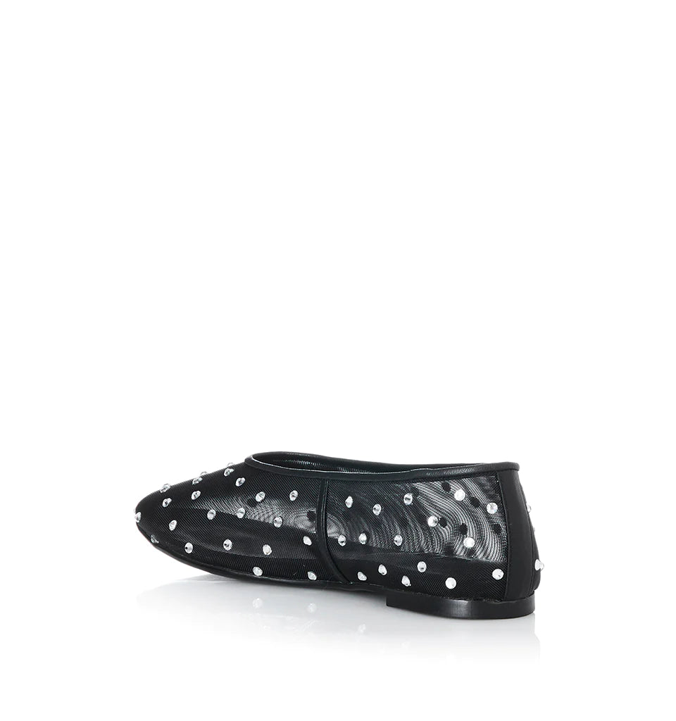 Elysian Collective Alias Mae Piper Mesh Ballet Flat Black Silver Diamante