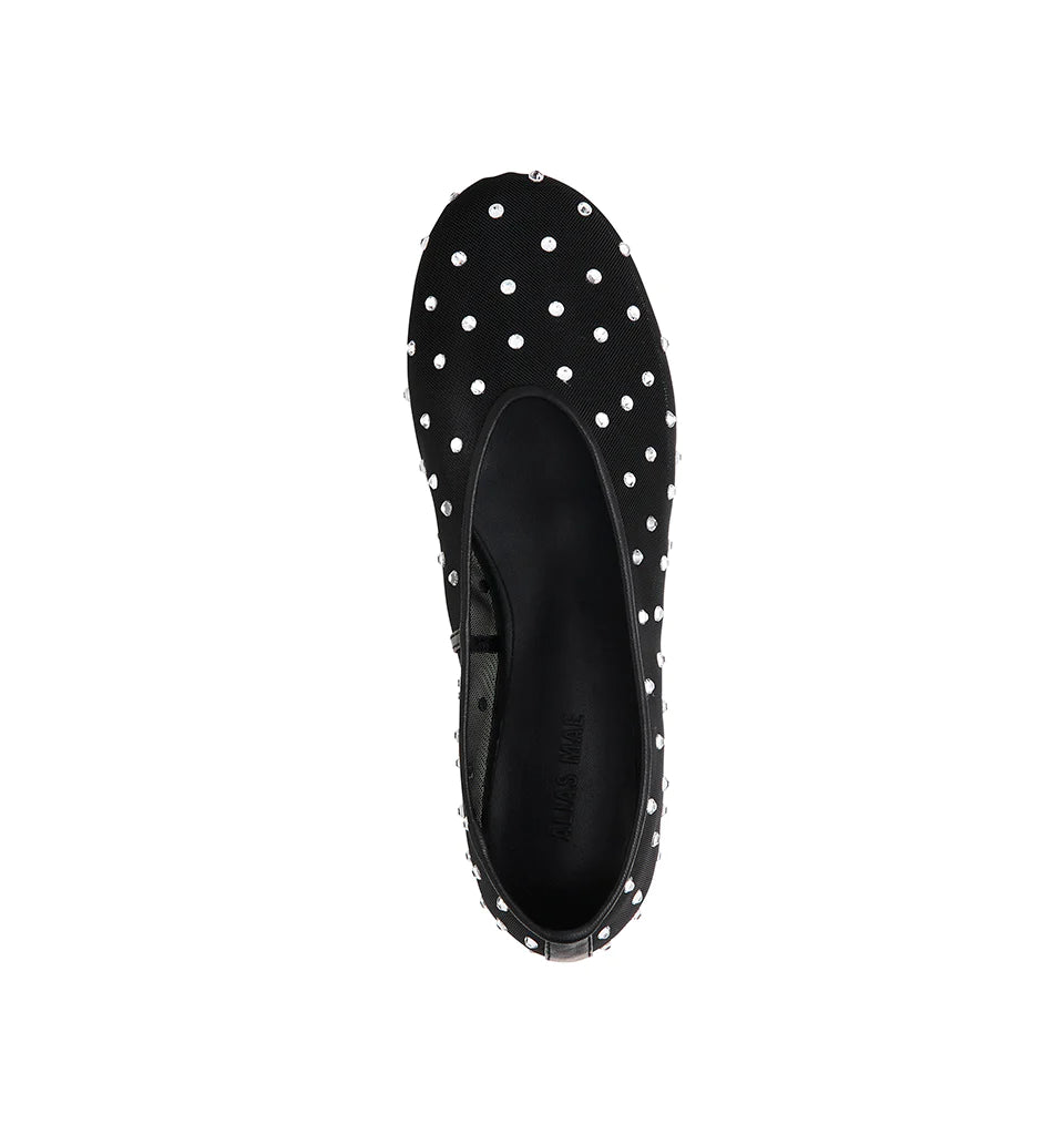 Elysian Collective Alias Mae Piper Mesh Ballet Flat Black Silver Diamante