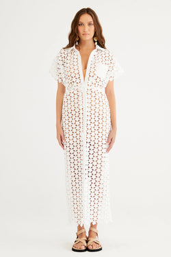 Elysian Collective Rumer Capri Long Shirt Dress White