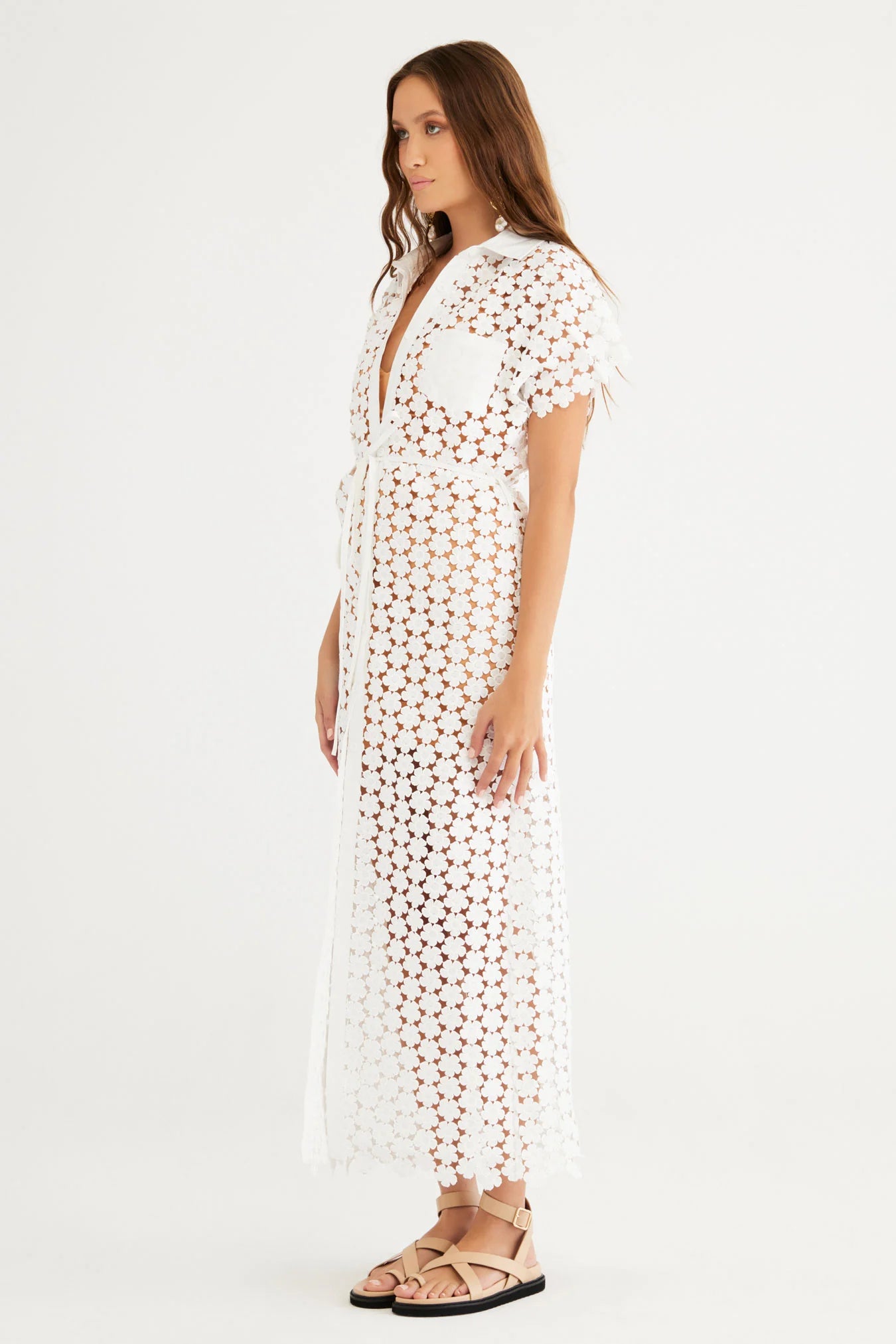 Elysian Collective Rumer Capri Long Shirt Dress White