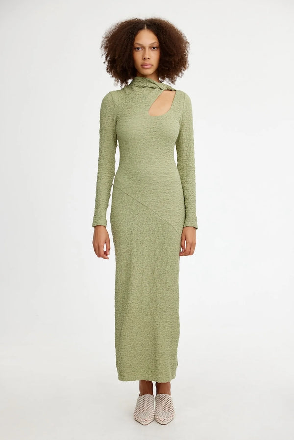 Elysian Collective Brielle Long Sleeve Midi Dress Sage