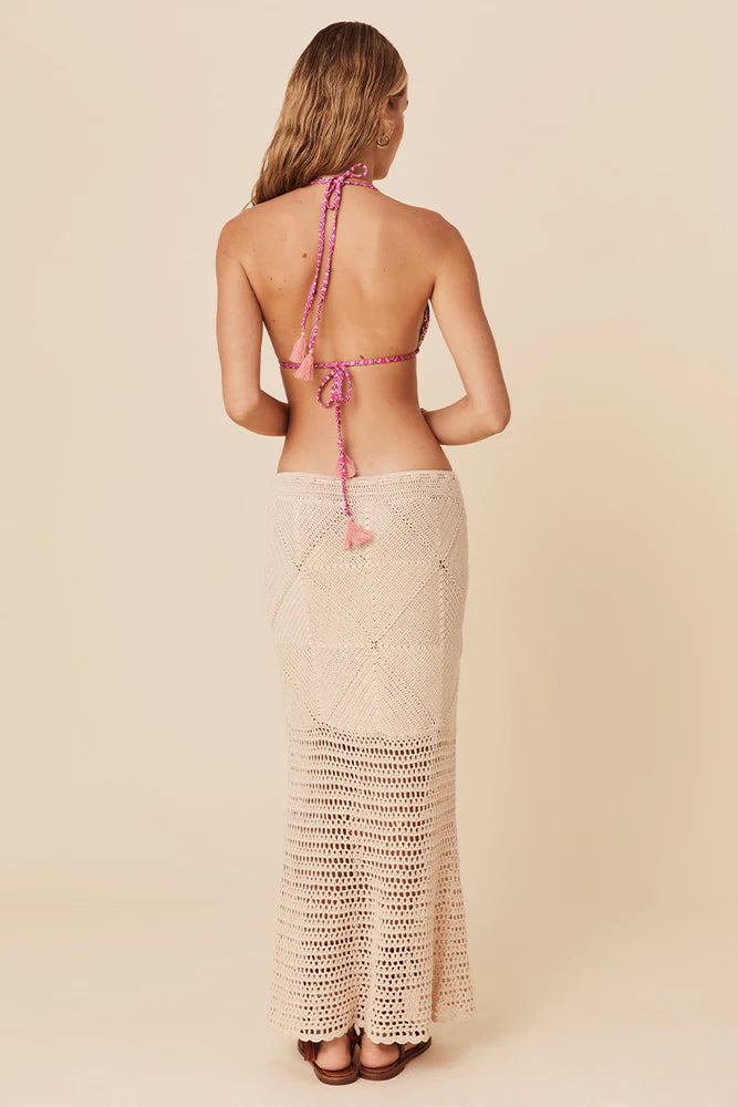 Elysian Collective Spell And The Gypsy Collective Salina Crochet Midi Skirt Natural