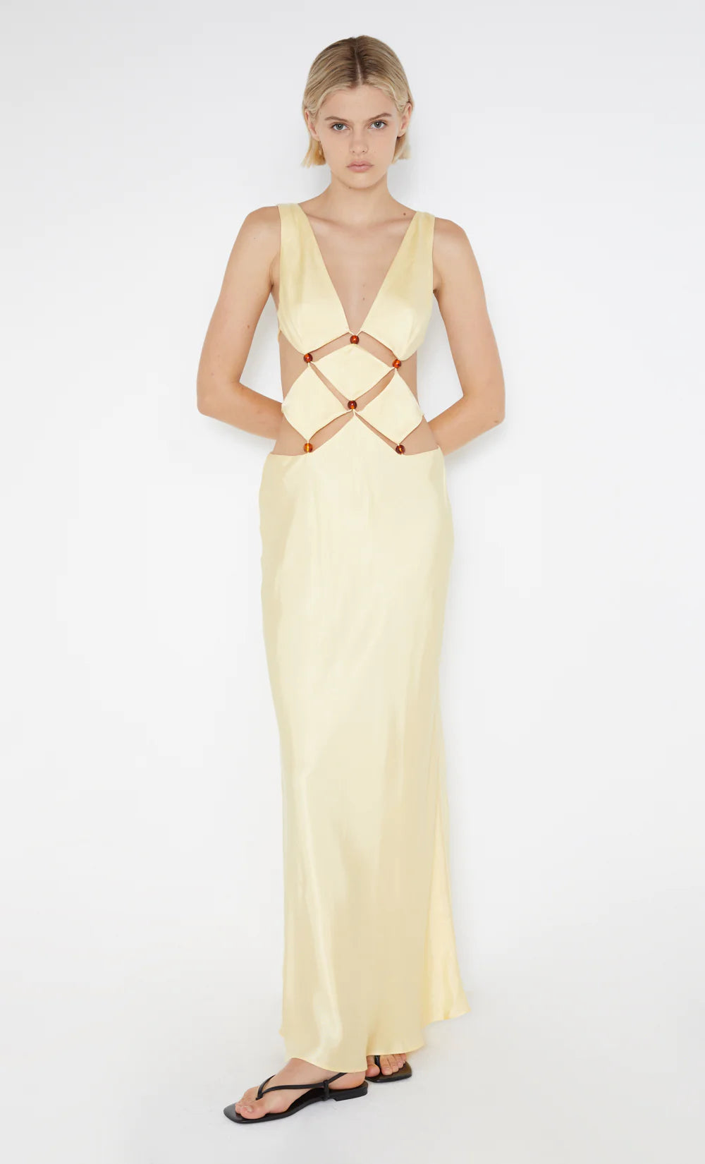 Elysian Collective Bec and Bridge Agathe Diamond Dress Butter Yellow