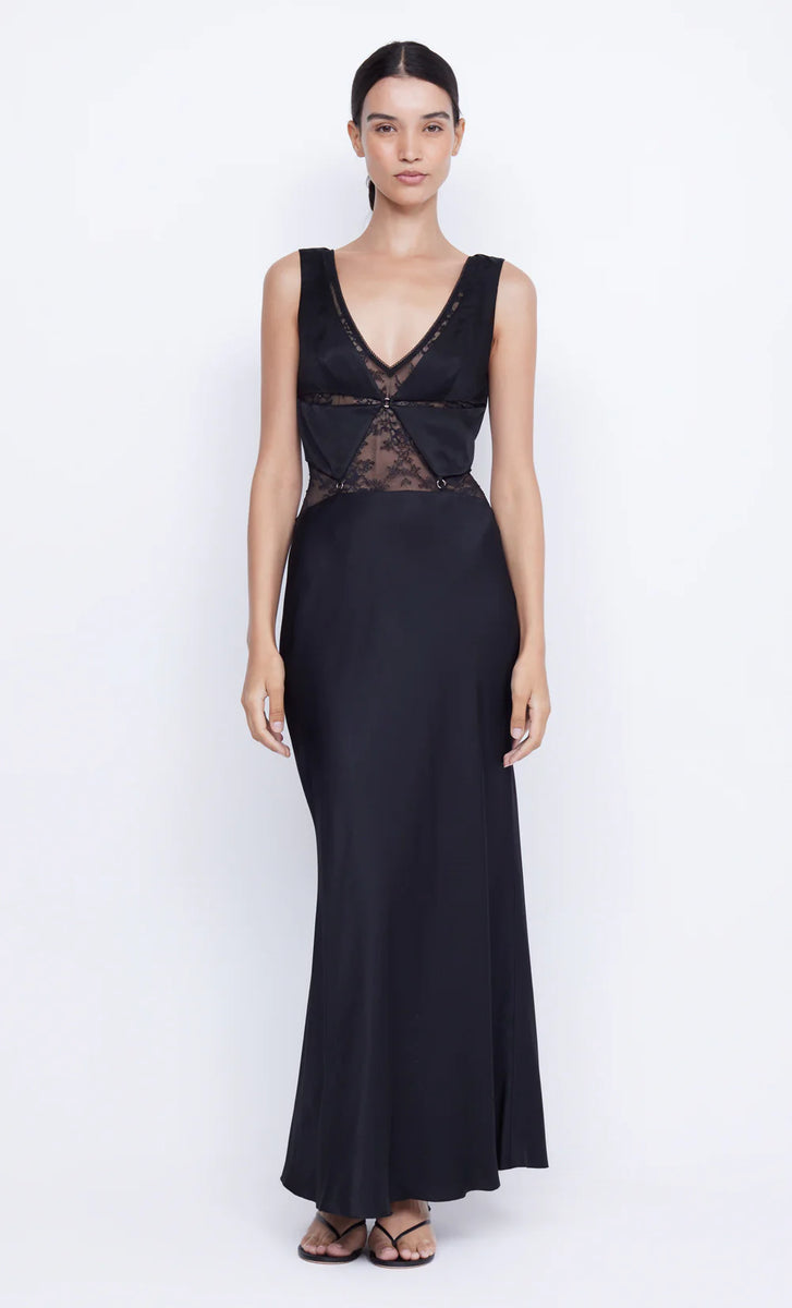 BEC BRIDGE JULIETTE V NECK MAXI DRESS (BLACK) FINAL SALE