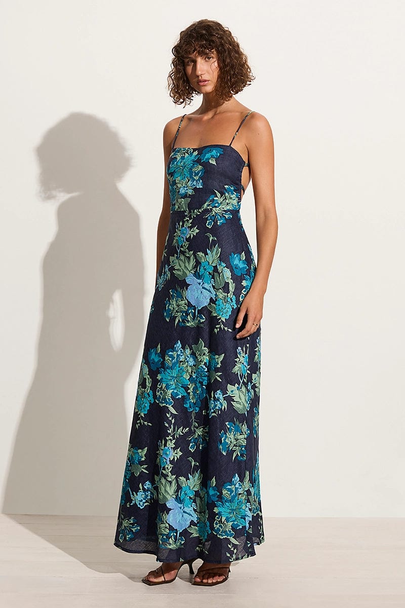 FAITHFULL THE BRAND - GARCIA MAXI DRESS (ESCALA FLORAL NAVY)