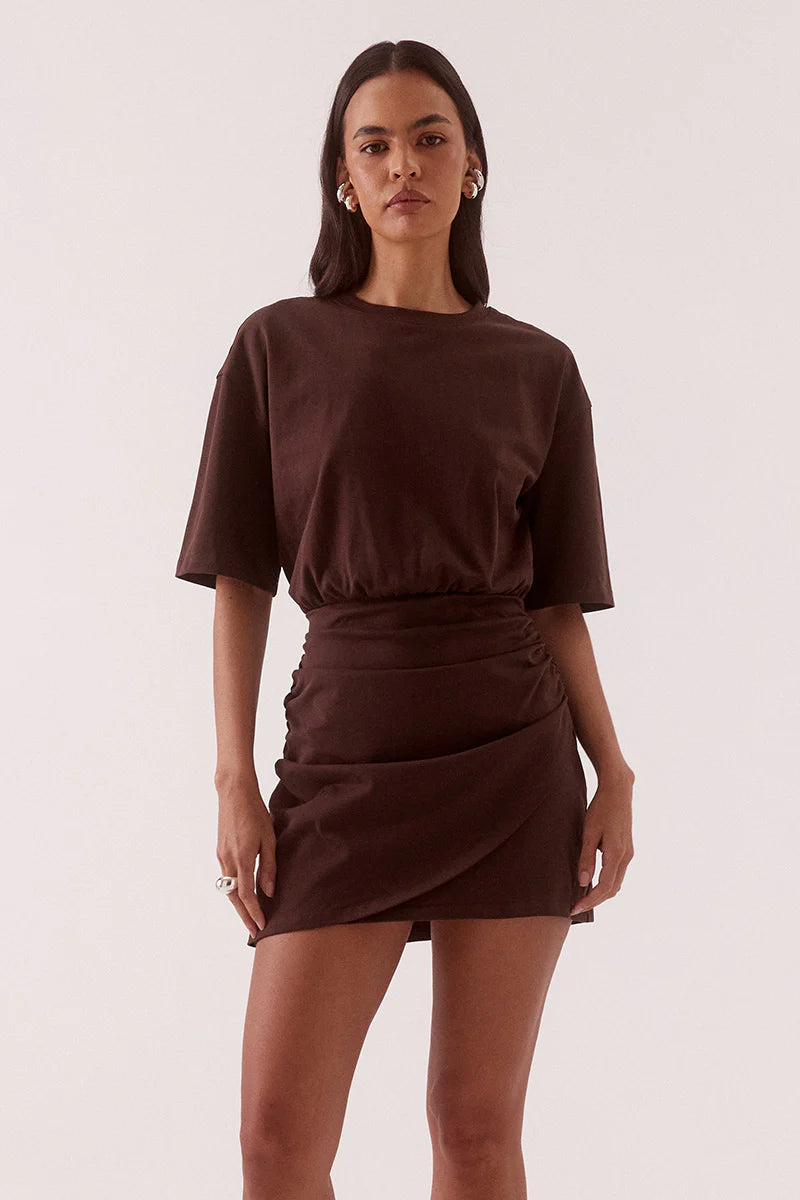 Elysian Collective Sovere Studio Izel Tee Dress Chocolate