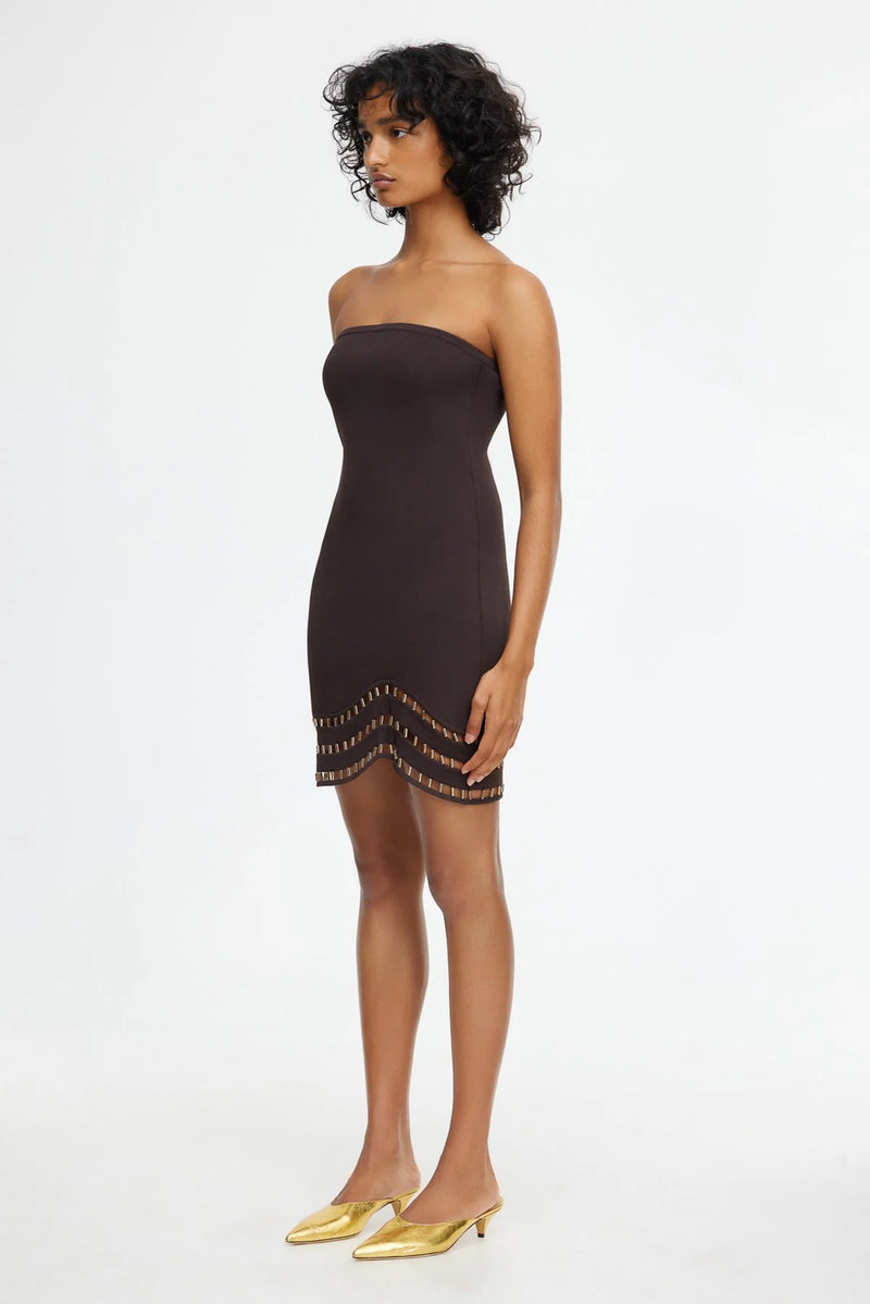 Elysian Collective Acler Carbrook Mini Dress Dark Coffee