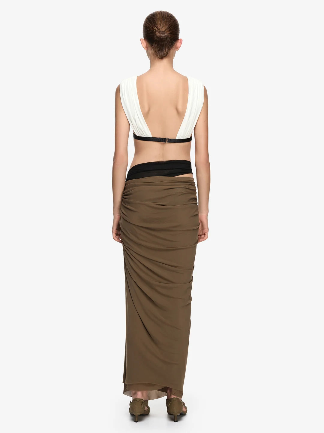 Elysian Collective Anaya Drape Maxi Skirt Latte Black